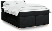 vidaXL Cama com molas/colchão 140x190 cm tecido preto
