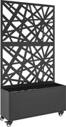 Outsunny Canteiro com Painel de Privacidade com Rodas e Treliça 90 x 30 x 160 cm Metal Preto | Aosom Portugal