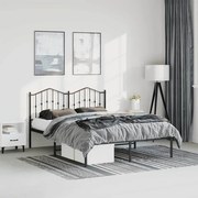 vidaXL Estrutura de cama com cabeceira 135x190 cm metal preto