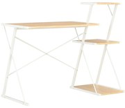 vidaXL Secretária com prateleira 116x50x93 cm branco e carvalho