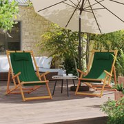 vidaXL Cadeiras de praia dobráveis 2 pcs tecido verde