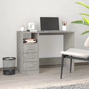 vidaXL Secretária c/ gavetas 102x50x76 derivados madeira cinza cimento