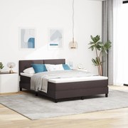 Cama com Box Spring e Colchão Castanho Escuro 140x190 cm Tecido