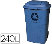 Contentor de Lixo Q-Connect Plástico com 2 Rodas Cor Azul com Capacidade para 240 Litros