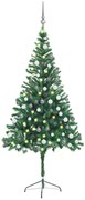 vidaXL Árvore de Natal artificial pré-iluminada + bolas 564 ramos