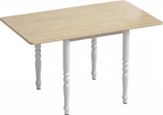 HOMCOM Mesa de jantar dobrável para 4 a 6 pessoas 74-134 cm, mesa de cozinha com 2 abas, pés em aço, madeira natural | Aosom Portugal