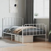 vidaXL Estrutura de cama com cabeceira e pés 107x203 cm metal branco