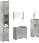 vidaXL 4 pcs conj. móveis casa banho derivados madeira cinza cimento