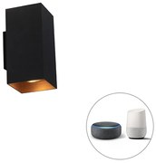 LED Candeeiro de parede inteligente preto com quadrado dourado incluindo 2 WiFi GU10 - Sab Design