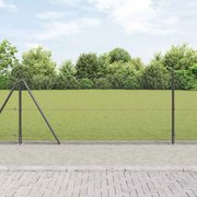 vidaXL Cerca de Arame Soldado com 7 Postes Flangados Cinza 0.8x10 m Aço