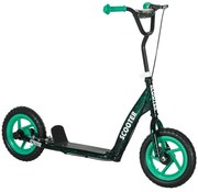 AIYAPLAY Patinete scooter para crianças rodas grandes de 6 a 12 anos altura ajustável freio traseiro descanso verde | Aosom Portugal