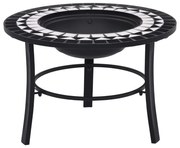 vidaXL Braseira em mosaico 68 cm cerâmica preto e branco