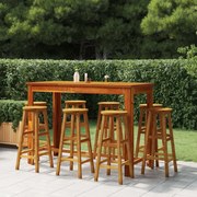 vidaXL Bancos de bar 8 pcs madeira de acácia maciça