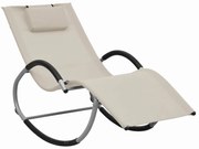 vidaXL Espreguiçadeira com almofadão textilene creme