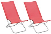 Cadeiras de praia dobráveis 2 pcs tecido vermelho