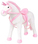 vidaXL Brinquedo de montar unicórnio peluche branco e rosa XXL