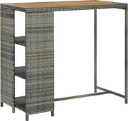 vidaXL Mesa de bar com prateleiras 120x60x110 cm vime PE cinzento