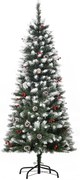 HOMCOM Árvore de Natal Artificial 150cm com 408 Ramos 28 Bagas 24 Pinhas Folhas de PVC e Suporte Metálico para Interiores Verde | Aosom Portugal