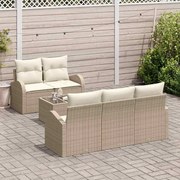 vidaXL Sofá de Jardim Modular para 6 Pessoas com Almofadas Beijinhas