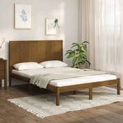 Estrutura de cama 140x190 cm pinho maciço castanho-mel