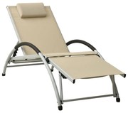 310530 vidaXL Sun Lounger with Pillow Textilene Cream