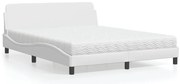 vidaXL Cama com colchão 160x200 cm couro artificial branco