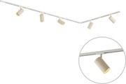 Sistema de iluminação de trilho moderno com 5 focos branco com bege 1-fase GU10 70mm - Iconic Jeana Luxe
