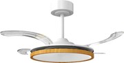 HOMCOM Ventoinha de Teto com Luz LED 80 W Motor DC Reversível Controlo Remoto 6 Velocidades Temporizador Ø95 cm Branco e Madeira | Aosom Portugal