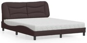 vidaXL Cama com colchão Hvar 160x200 cm tecido castanho-escuro