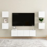 vidaXL 6 pcs conjunto de móveis de TV contraplacado branco brilhante