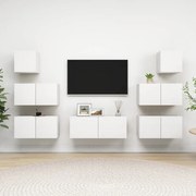 vidaXL 7 pcs conjunto de móveis de TV derivados de madeira branco