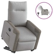 vidaXL Poltrona reclinável elevatória elétrica tecido cinzento-nublado