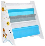 Estante para livros infantil compacto e prático | SONGMICS | 62.5 x 28 x 60 cm | branco|azul | GKR72WT.