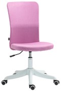HOMCOM Cadeira Escritório sem Apoio para os Braços Estofada em Linho Sintético com Altura Ajustável 53x43x85-93 cm Rosa | Aosom Portugal