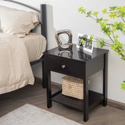 Mesa de Cabeceira "Lunel" - 48 x 40 x 58 cm - Preto | Com Gaveta e Pra