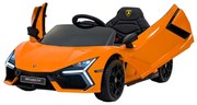 Carro elétrico para Crianças Lamborghini Revuelto 12V 4x4 Rodas Espuma EVA, Assento couro ecológico Laranja
