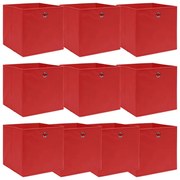vidaXL Caixas de arrumação 10 pcs 32x32x32 cm tecido vermelho