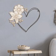 PAINEL DE PAREDE DE FERRO/MADEIRA CORAÇÃO 50X2X45 CM CASTANHO E PRETO