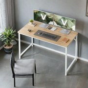 Secretária pequena para computador 60 x 120 x 76 cm Carvalho natural, branco