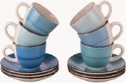 Chávenas de café expresso pintadas à mão com pires Baita, conjunto de 6