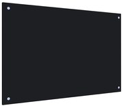 vidaXL Painel anti-salpicos de cozinha 90x60 cm vidro temperado preto
