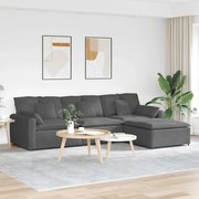 vidaXL Sofá modular com pufes e almofadas cinzento-escuro