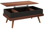 HOMCOM Mesa de Centro Elevatória com 3 Compartimentos de Armazenamento Ocultos e Pés de Madeira 100x79x54 cm Marrom e Preto | Aosom Portugal