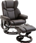 HOMCOM Poltrona Relax com Puff, Poltrona de TV giratória 360° com Massagem, Reclinável, Poltrona de Massagem com Bolso Lateral, Estofado em Pele Sintética para Sala de Estar Marrom | Aosom Portugal