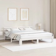 vidaXL Estrutura de Cama Branca Branca Madeira Sólida 200 x 200 cm