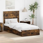 vidaXL Cama com Armazenamento Carvalho Defumado 100 x 200 cm