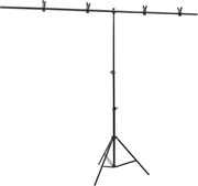 vidaXL Suporte de fundo em forma de T 201x60x(70-200) cm preto