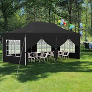 Tenda 600 x 300 cm pop-up com 6 paredes laterais removíveis para festas, casamentos, eventos com bolsa Preta