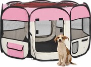 vidaXL Parque dobrável p/ cão c/ saco de transporte 110x110x58cm rosa