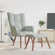 vidaXL Cadeira de descanso com banco veludo cinzento-claro